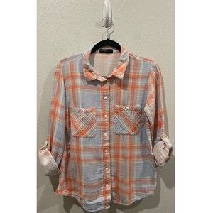 SANCTUARY Plaid Button Down Multicolor Shirt